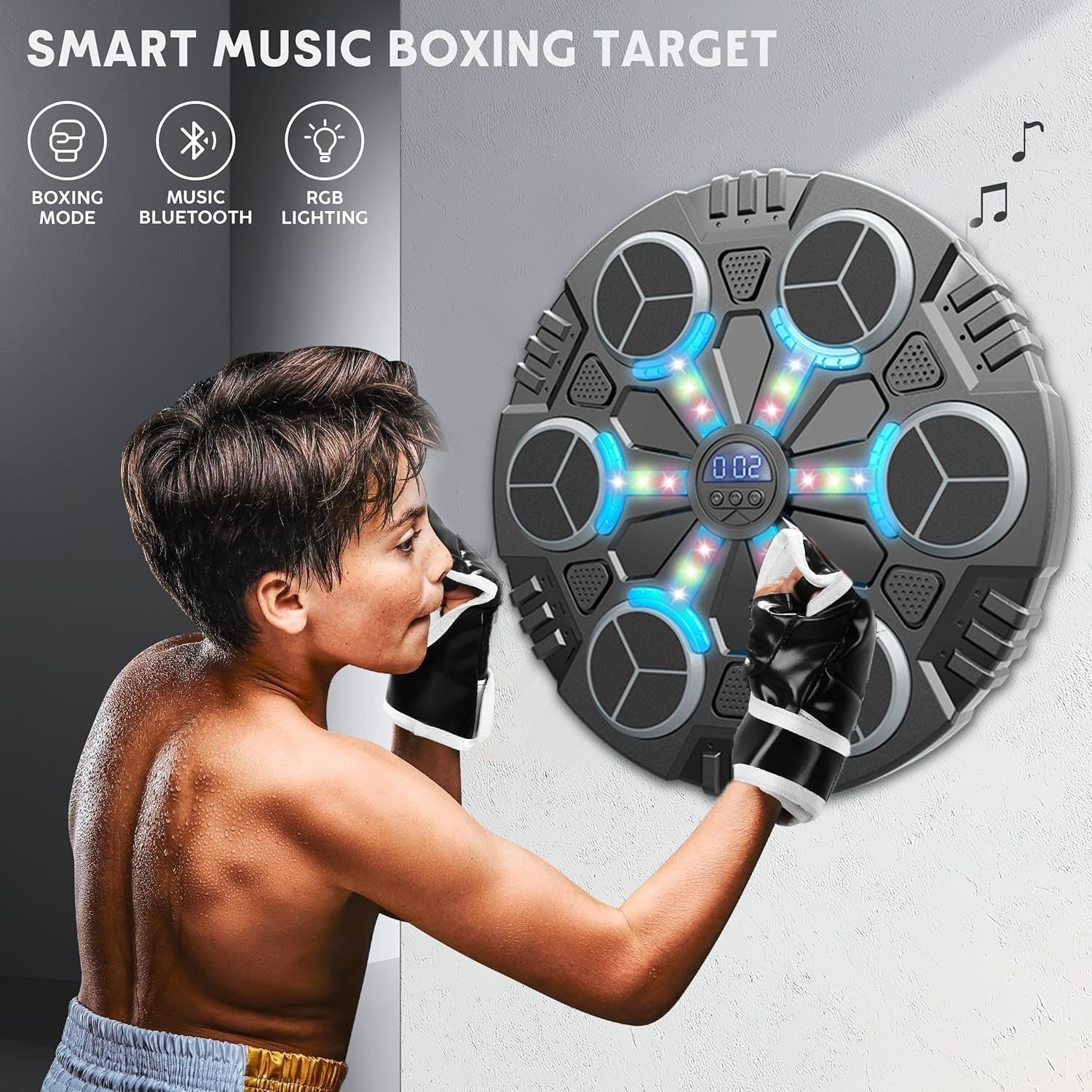 Music Boxing Machine Bluetooth LED Mount Punch Trainer Home Fitness