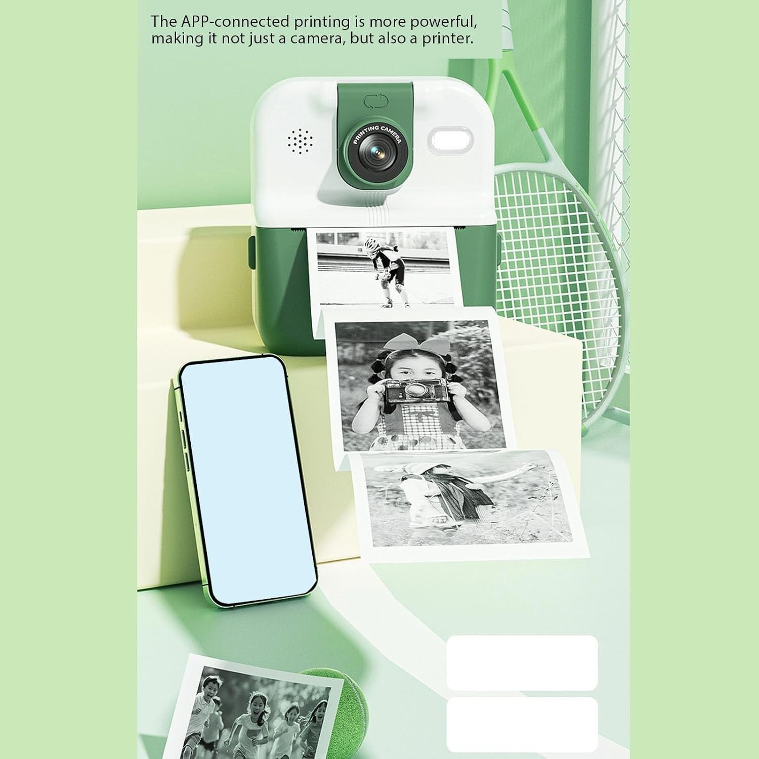48MP Instant Print Camera 1080P HD Video Rotating Lens App Printing