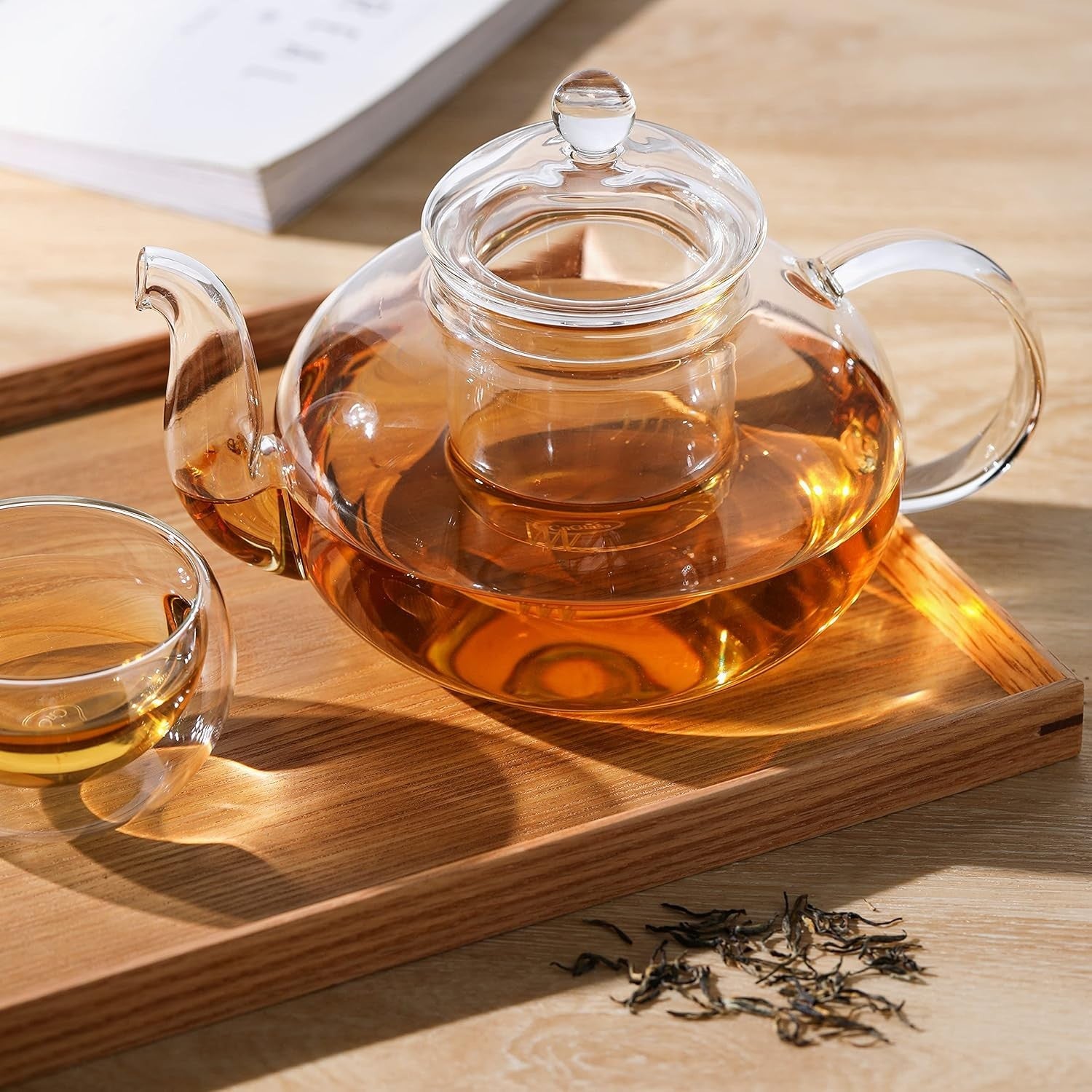 Glass Teapot 1200ml Stovetop Safe Tea Maker with Removable Infuser