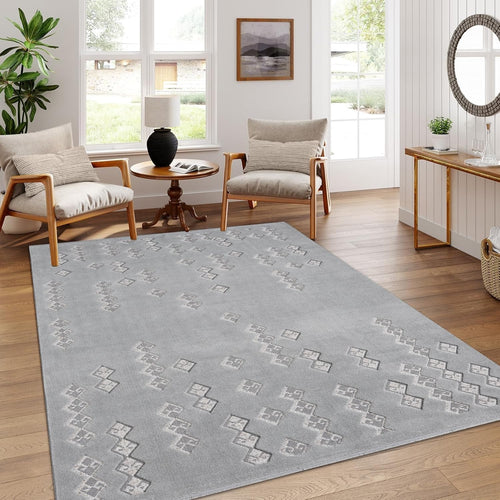 Washable Anti Slip Area Rug 160x230cm Soft Short Pile Geometric Carpet
