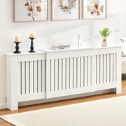 Extendable Radiator Cover White Adjustable MDF Slatted Heating Cabinet Shelf