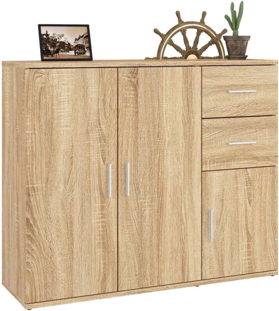 Modern Sonoma Oak Sideboard Storage Cabinet with Spacious Top & 2 Doors