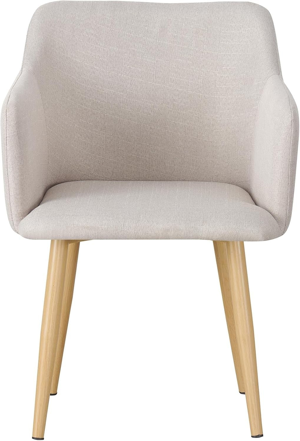 Biege Fabric Tub Chair Wing Back Armchair, Compact Bedroom Vanity Seat