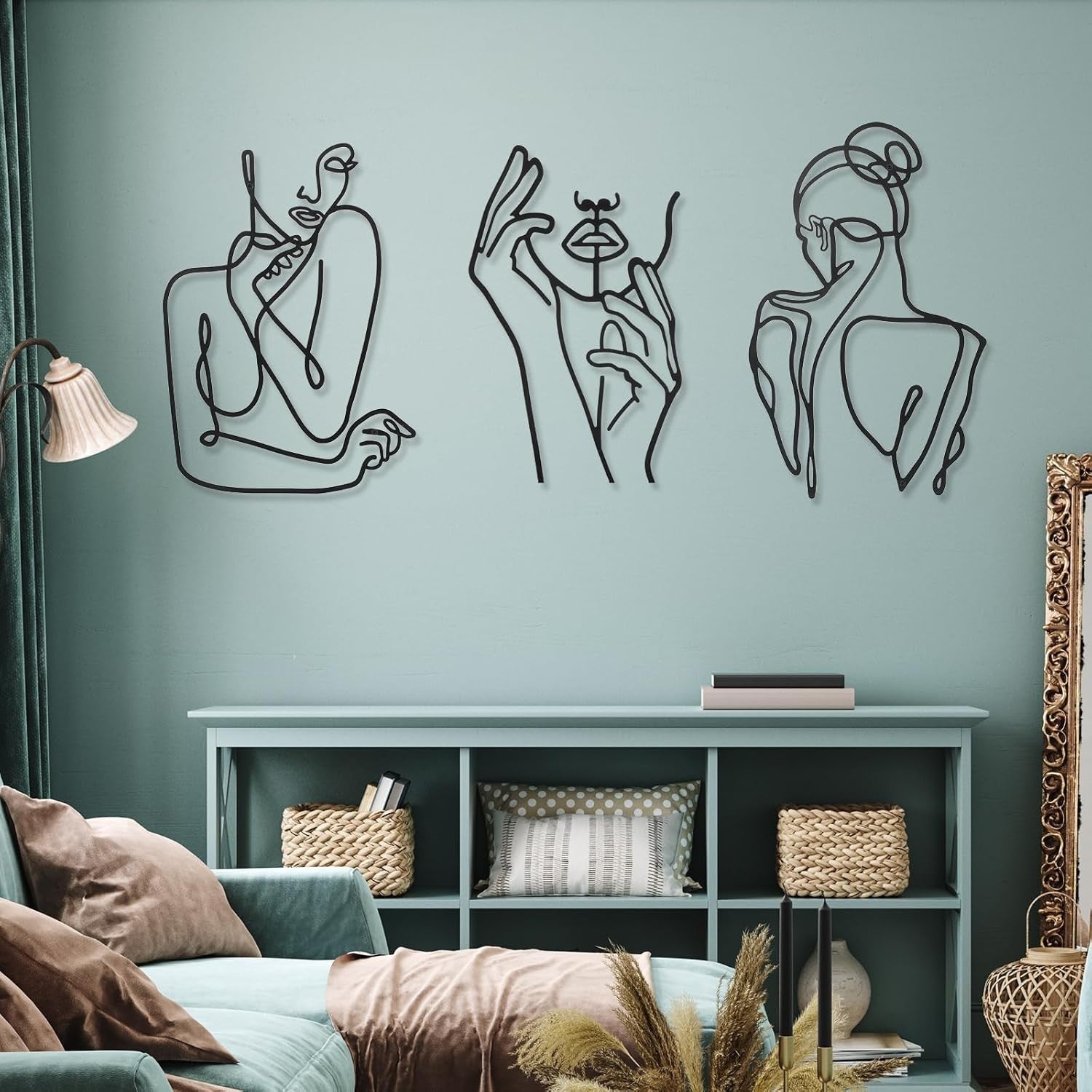 3Pcs Metal Wall Art Minimalist Abstract Woman Line