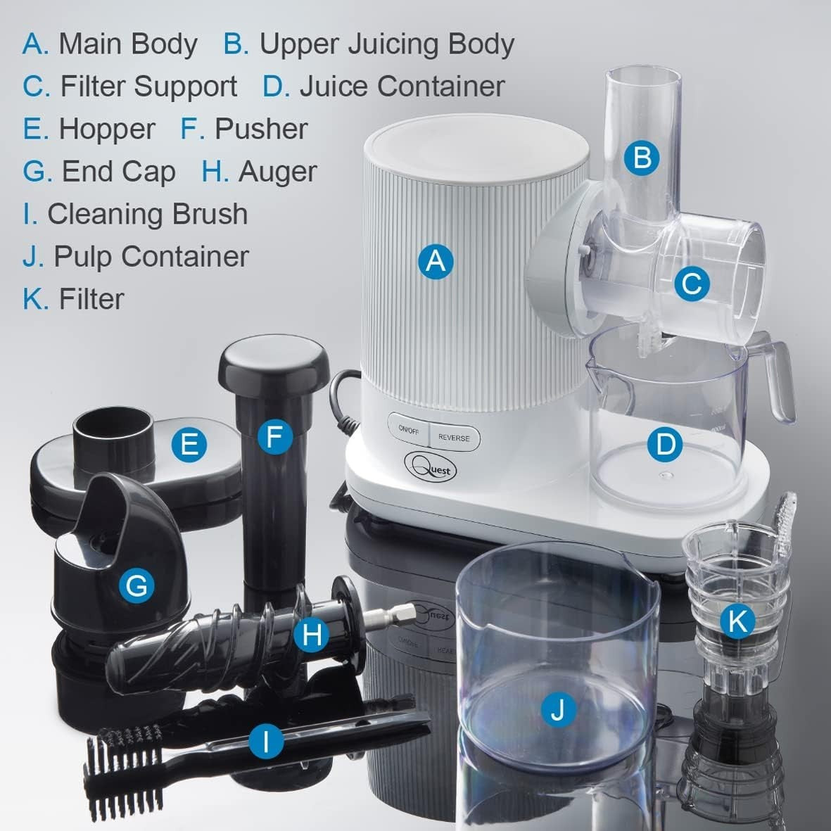Slow Juicer Cold Press Masticating Quiet Motor  60dB 150W High Yield
