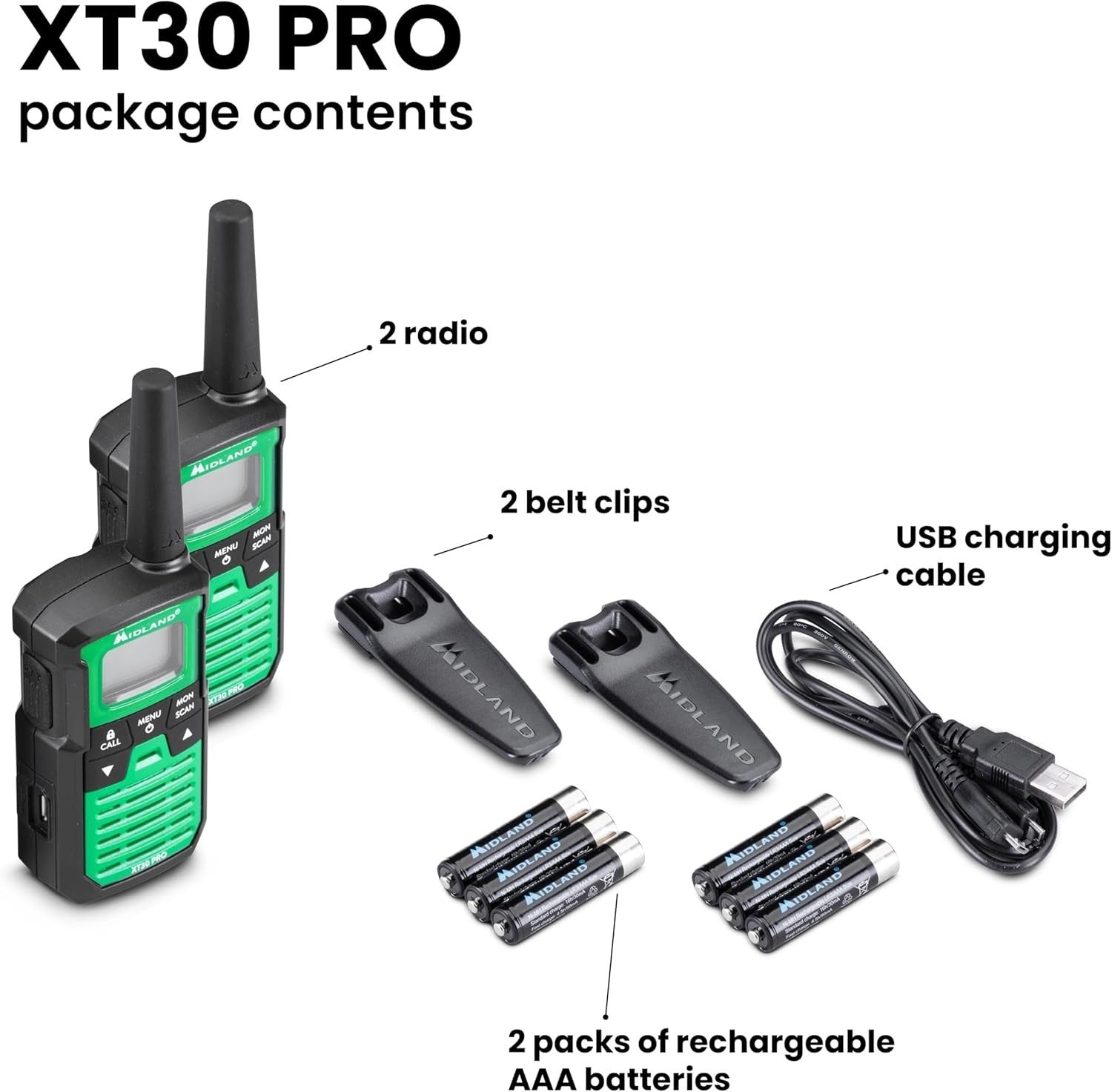 Rechargeable Walkie Talkies PMR446 6km VOX Splashproof 2 Pack
