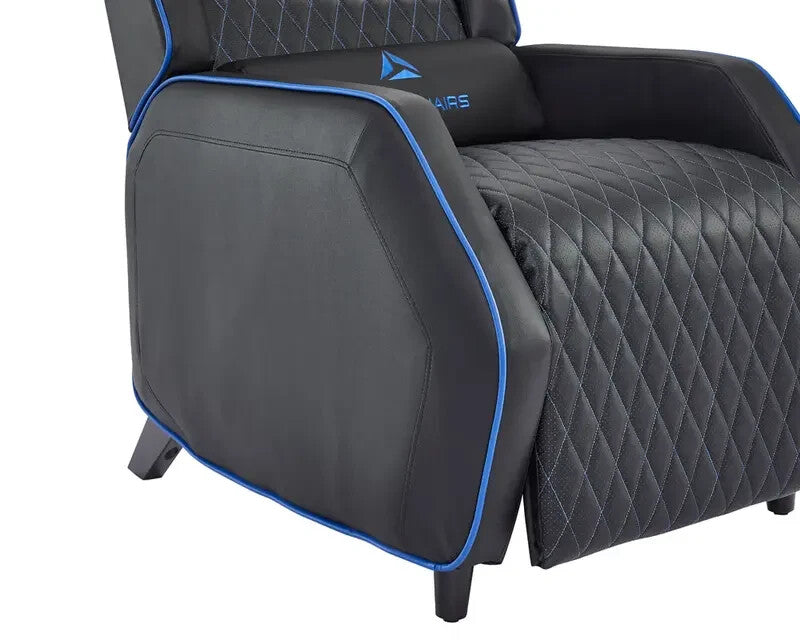 Reclining Gaming Chair Faux Leather Armchair with Footrest Black Blue