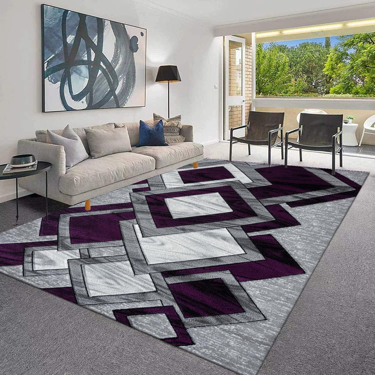Purple Abstract Area Rug 120x170cm Soft Modern Carpet Living Room Bedroom