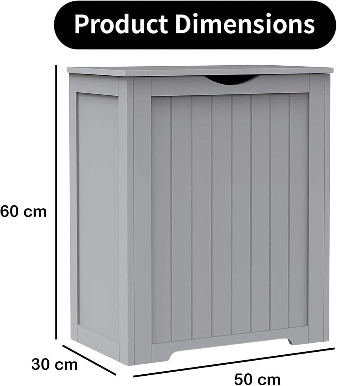 Laundry Hamper Cabinet Wooden Storage Chest with Lid Grey Bathroom Unit