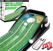 Golf Putting Green Trainer Mat w/ Hazards Mirror Gates Indoor Practice