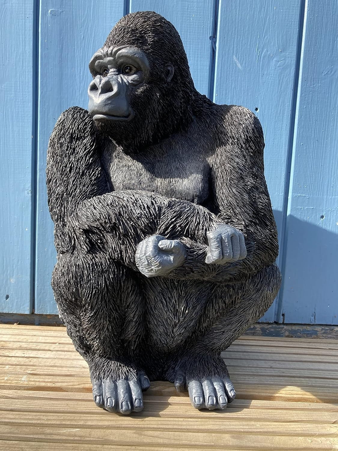 Realistic Gorilla Garden Statue 15" Resin Weather-Resistant Outdoor Ornament