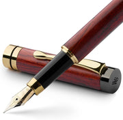 Luxury Bamboo Fountain Pen Rosewood – Extra Fine Nib, Gift Case, Smooth Writing