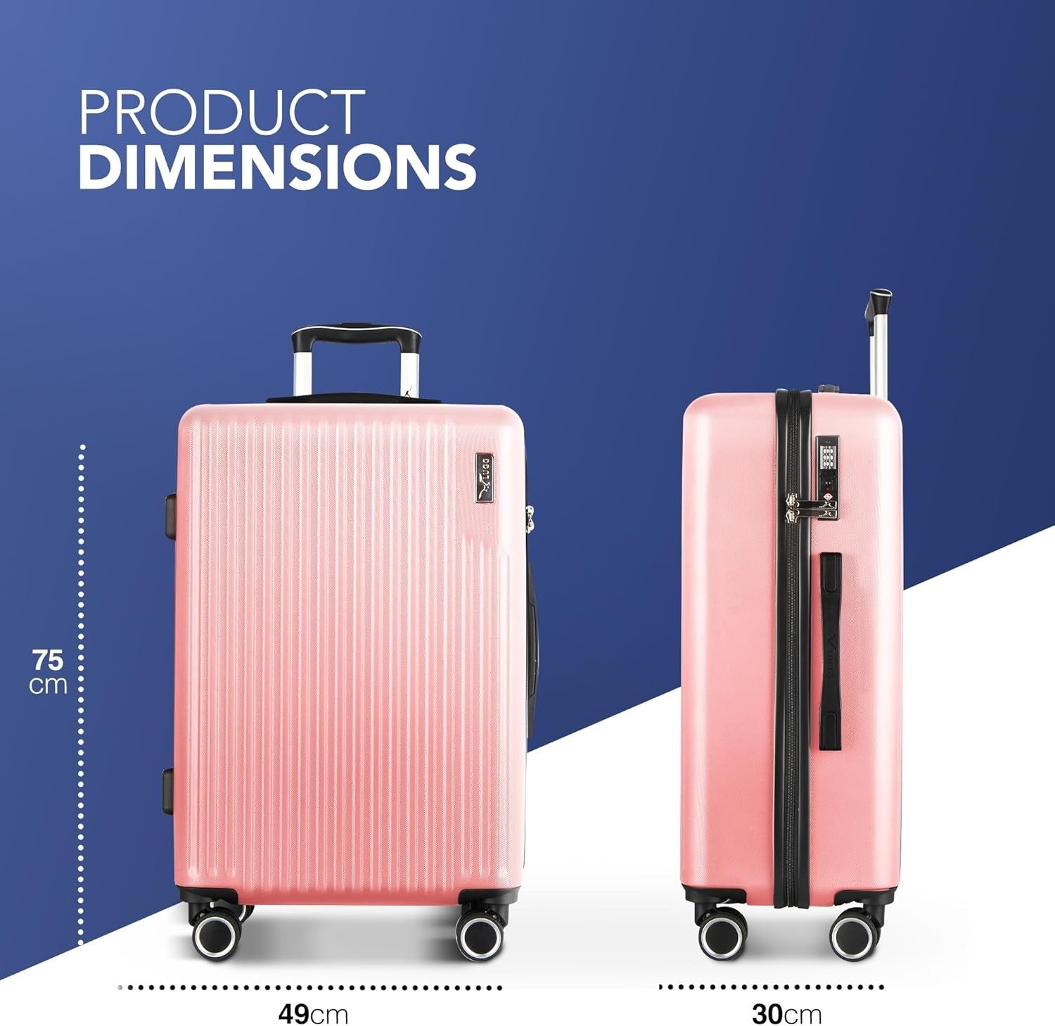 28in Large ABS Travel Suitcase Check In Luggage TSA Indent Lock Spinner