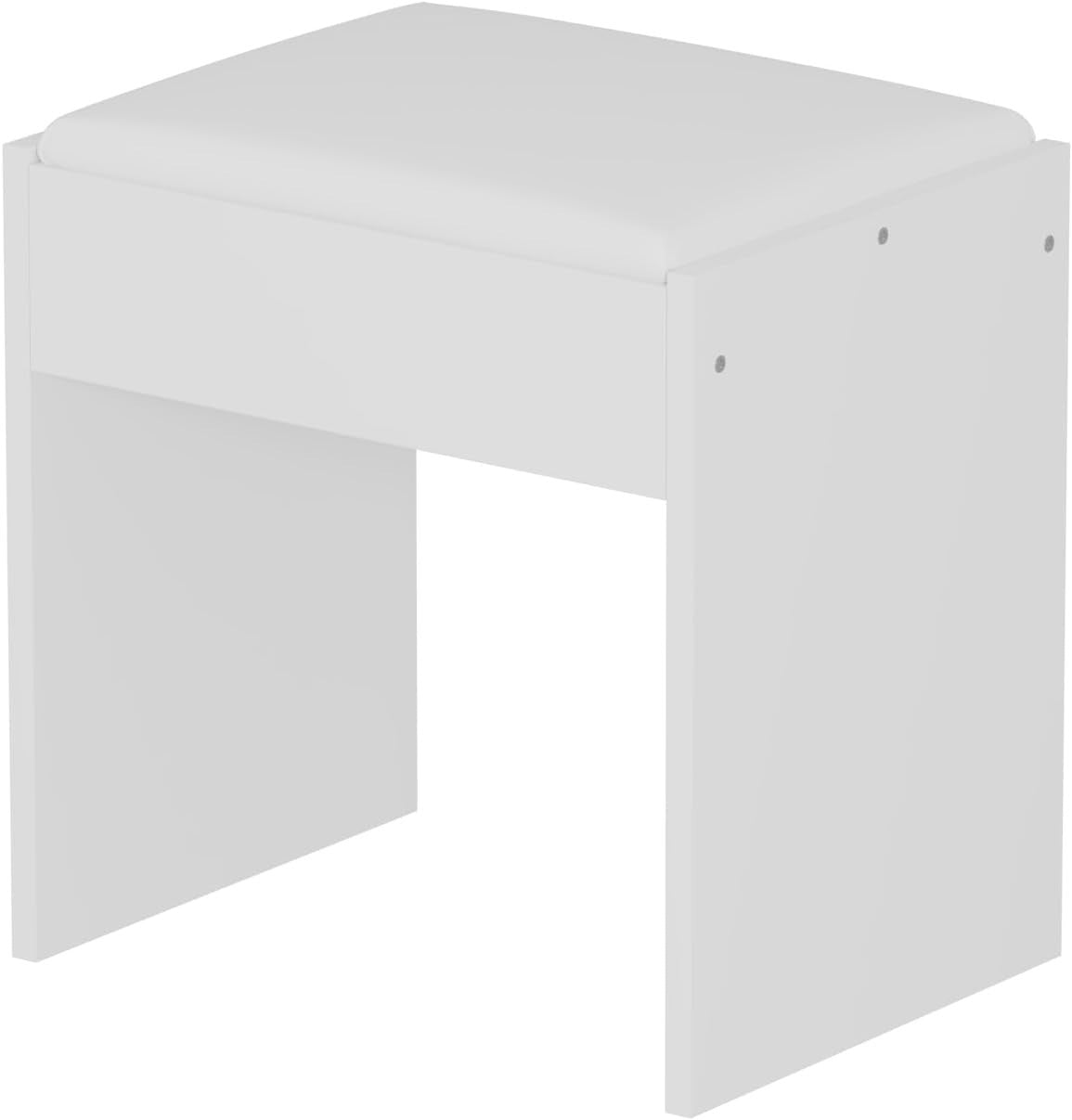 White Soft Padded Vanity Stool – Makeup Desk Chair Bench 40x30x40cm