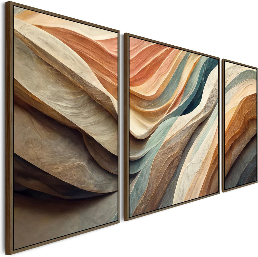 Extra Large Abstract Canvas Wall Art Set of 3 Framed 212cm