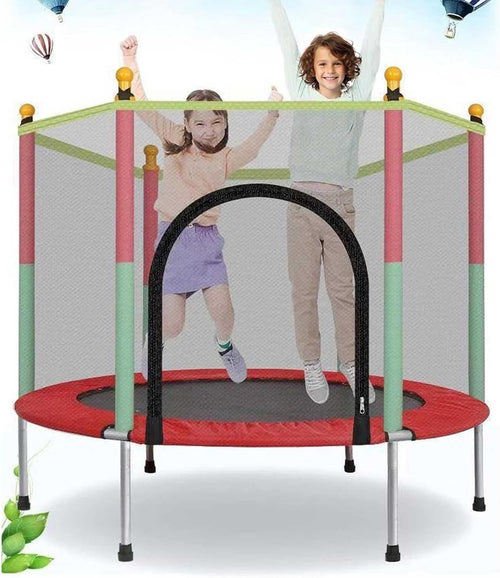 4.6FT Kids Toddler Trampoline w Safety Enclosure Indoor Outdoor Play