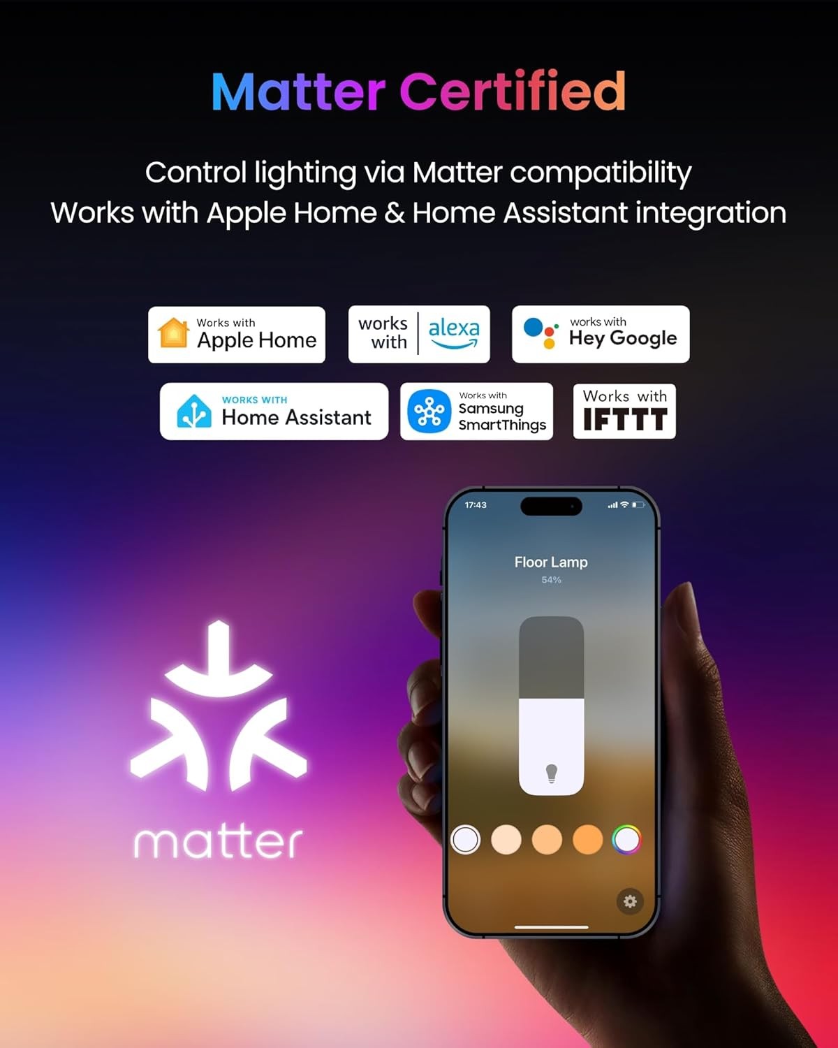Smart LED Corner Floor Lamp RGB Colour App Voice Control Music Sync Light
