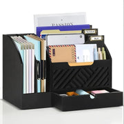 Wooden Desk Organizer Mail Sorter with Drawer & Storage for Office Home