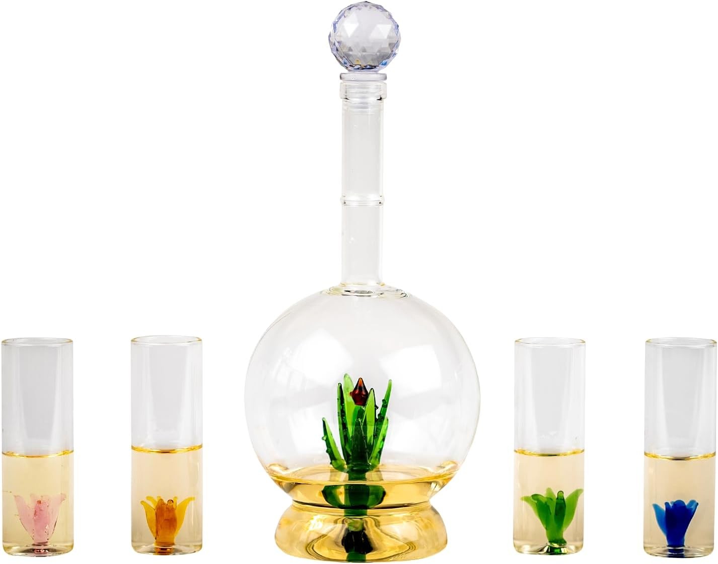 Tequila Agave Decanter Set 750ml with 4 Shot Glasses – Elegant Agave Design