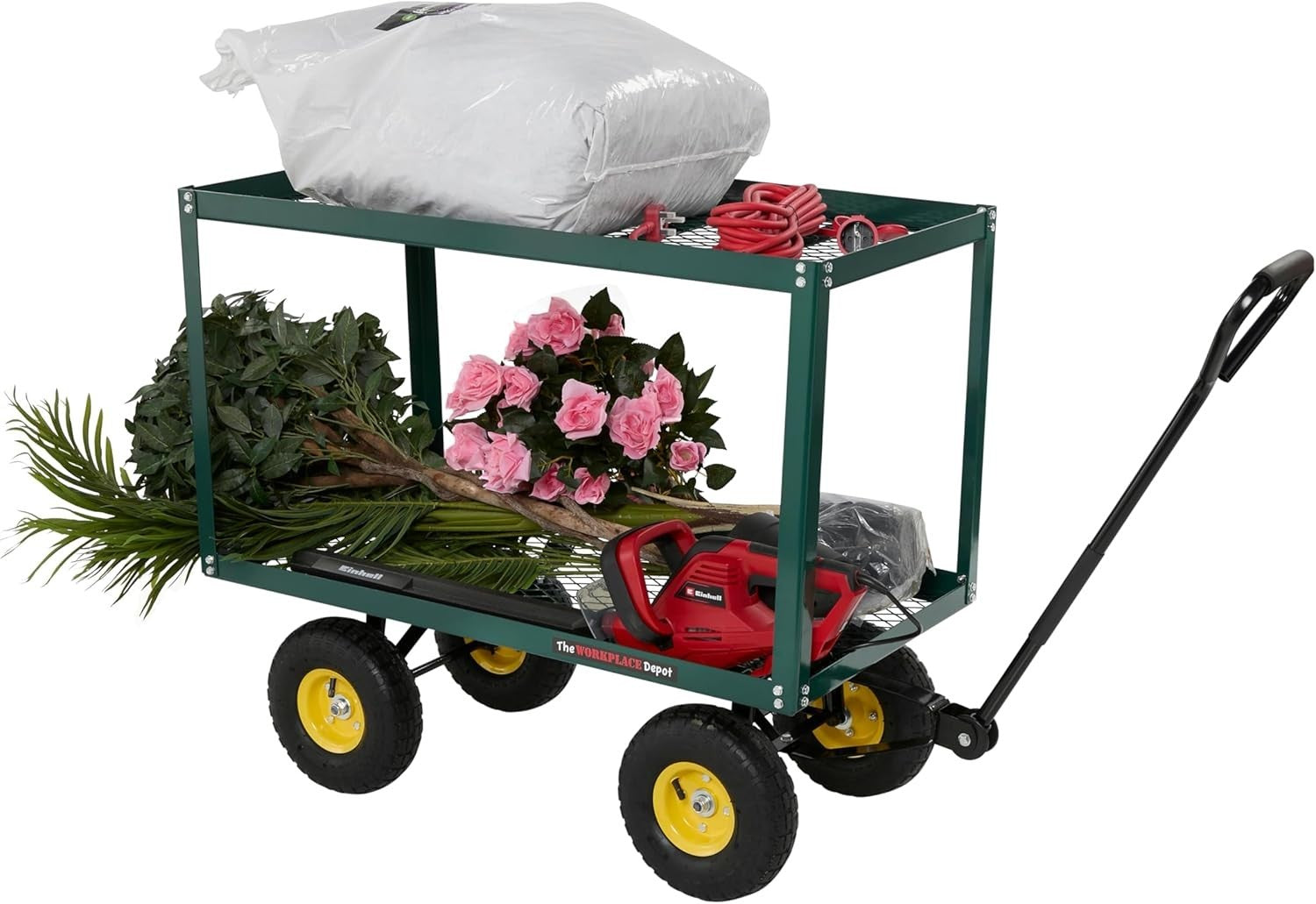 Heavy Duty Garden Trolley Cart 200kg Load Off-Road Wheels Metal Utility Wagon