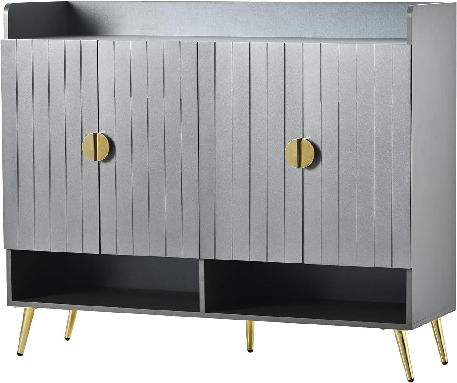 Modern Grey Shoe Storage Cabinet with 11 Shelves, Entryway Organizer