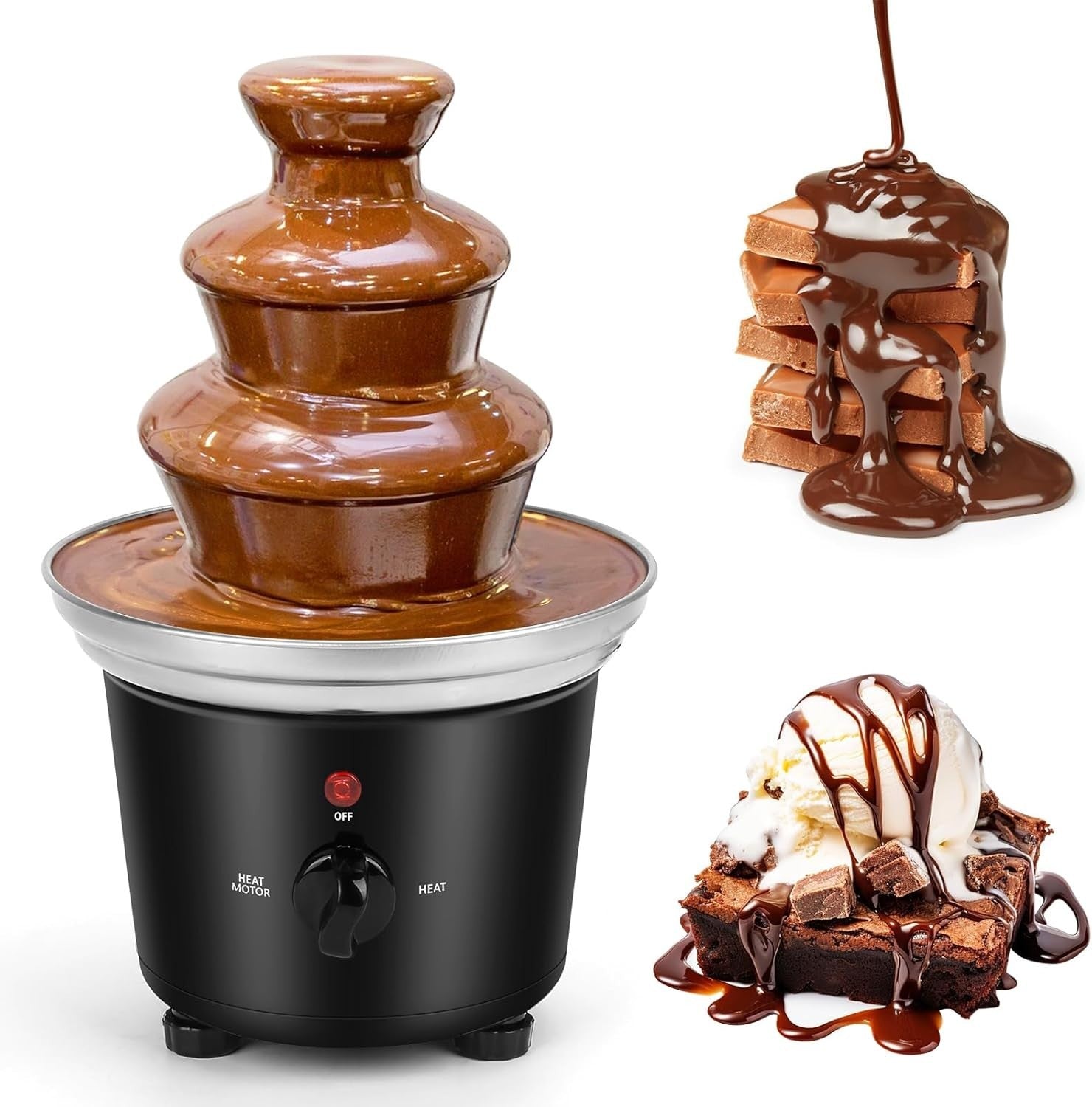 Mini Chocolate Fountain Machine Electric Fondue Party Melter Steel