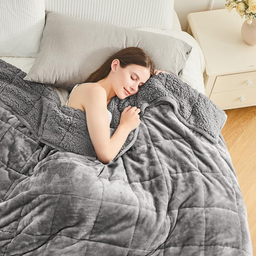 7kg Weighted Blanket Grey 120x180cm Sherpa Fleece for Deep Sleep