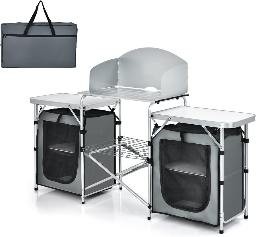 Camping Kitchen Table Outdoor Folding BBQ Cooking Unit 172x48x110cm