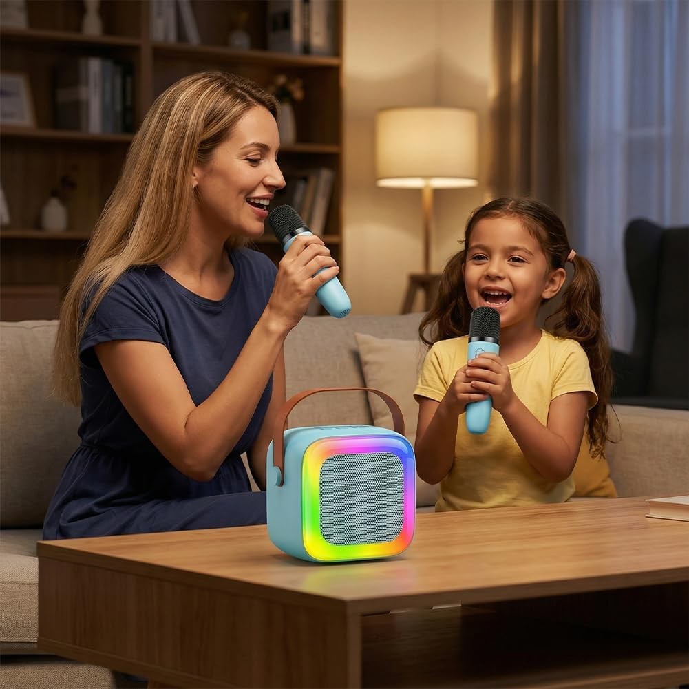 Mini Karaoke Machine Bluetooth Speaker with Mic LED Party