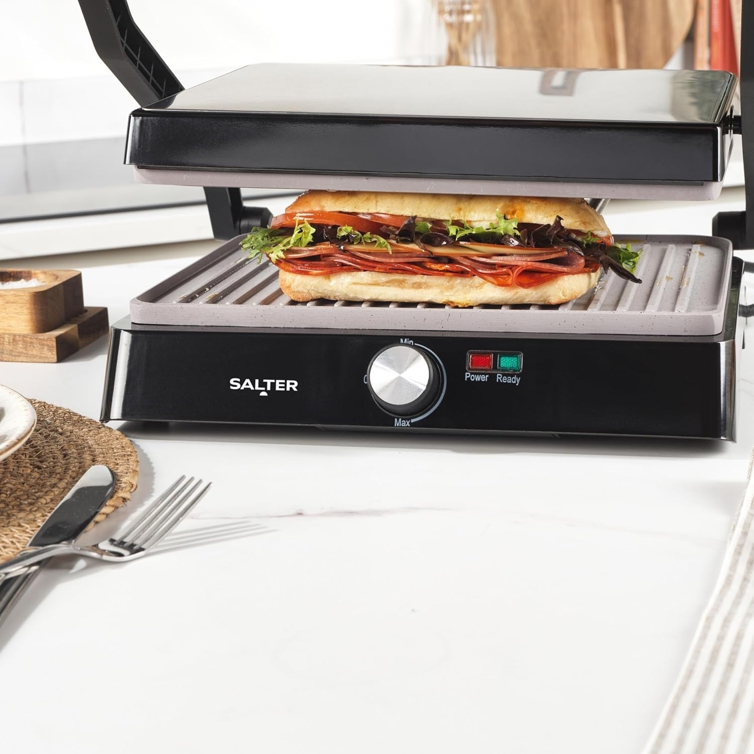 Marblestone Health Grill Panini Maker 2200W Non-Stick Plates 29x23cm