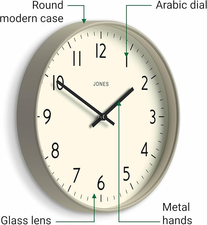 Modern 30cm Grey Wall Clock Silent Non-Ticking Easy Read Numbers Home Office