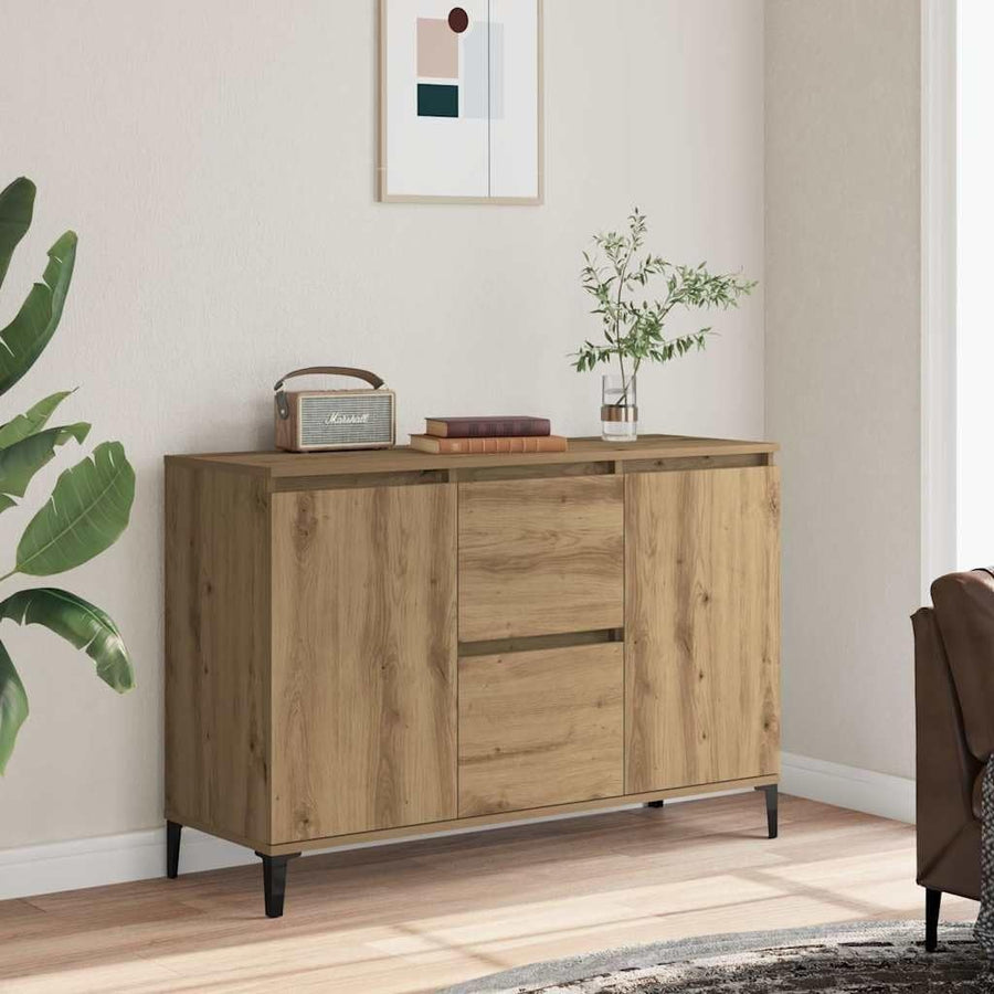 Artisan Oak Industrial Sideboard Cabinet 2 Doors 2 Drawers Spacious Storage Unit