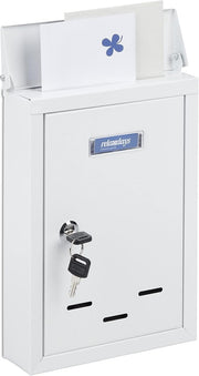 Lockable Wall Mounted Post Box with Keys – Compact Metal Mailbox White