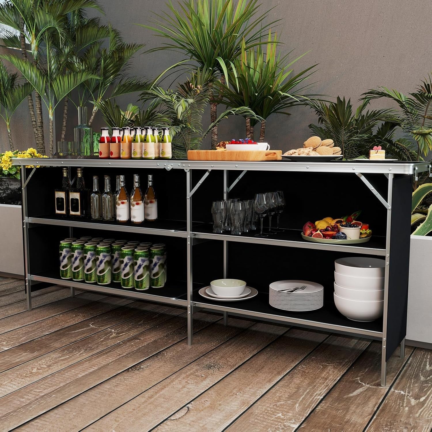 Portable Folding Camping Table 206cm Outdoor Picnic Aluminum BBQ Storage