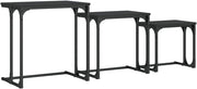 3x Nesting Coffee Table Set Black Engineered Wood Metal Frame Side Tables