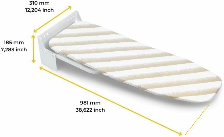 Wall Mounted Ironing Board 180° Swivel Foldable Space Saving Steel Wood