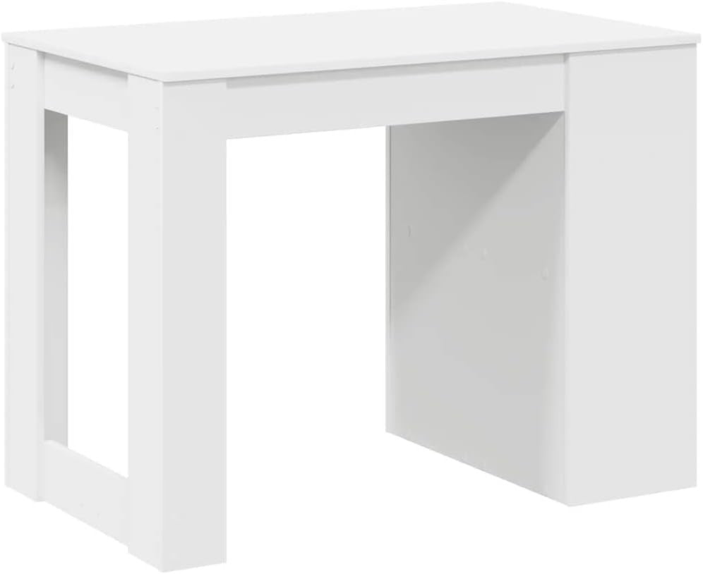 White Desk 102x62cm with Drawer & Shelf Modern Computer Study Table Office
