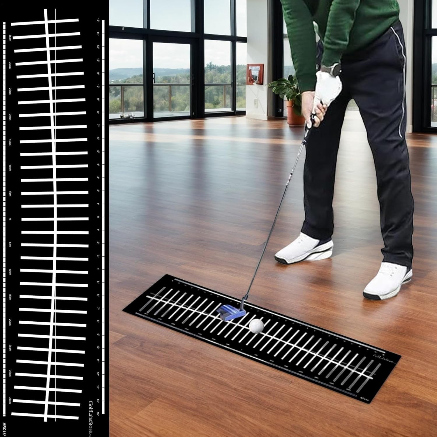 Golf Hitting Mat Alignment Trainer Putting Practice Aid 22in Indoor Outdoor
