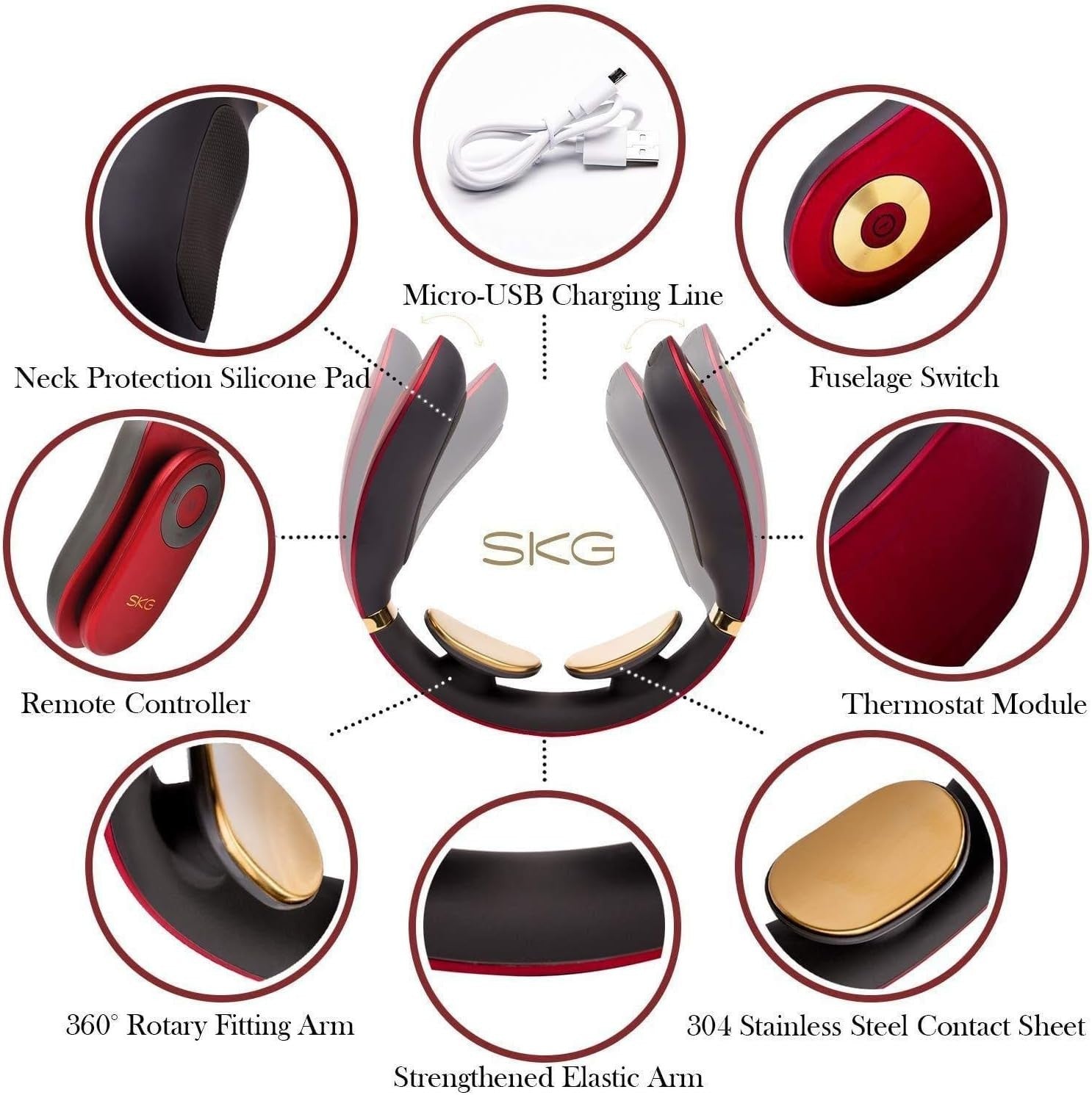 Wireless 3D Neck Massager with Heating, Rechargeable Portable Deep Tissue Pain R
