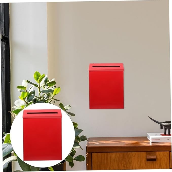 Vintage Wall Mounted Mailbox Red Metal Post Box Easy Install Large Capacity