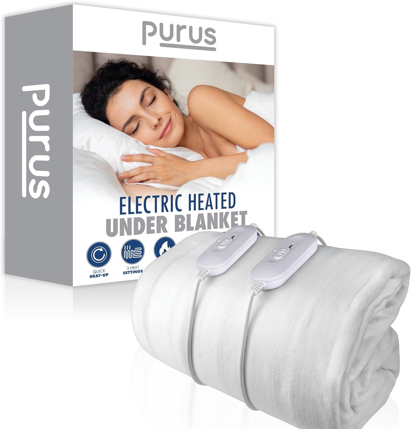 Double Electric Underblanket White 193x137cm Dual Control Heated Mattress
