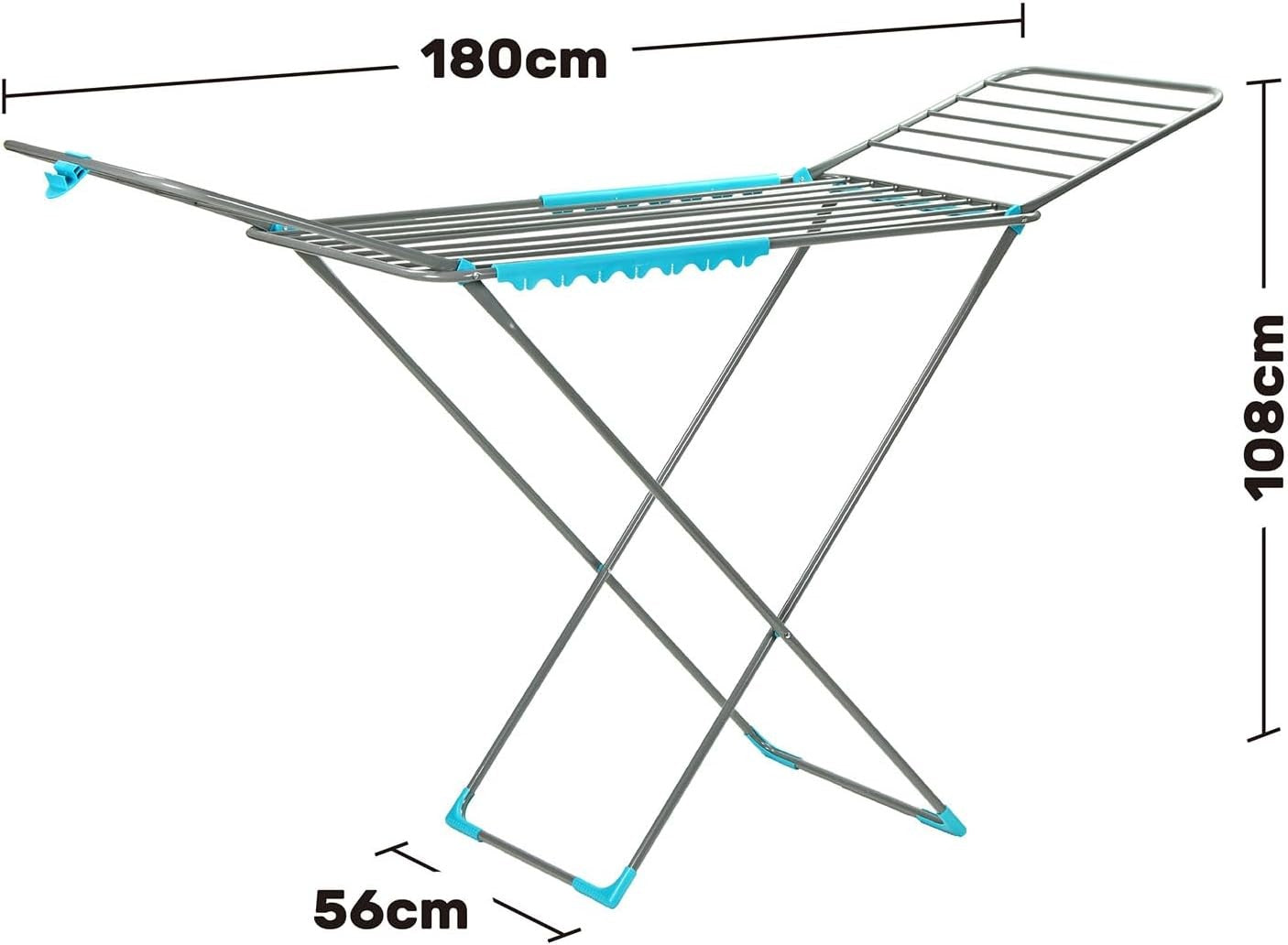 18m Winged Clothes Airer Heavy Duty Folding Laundry Drying Rack Indoor