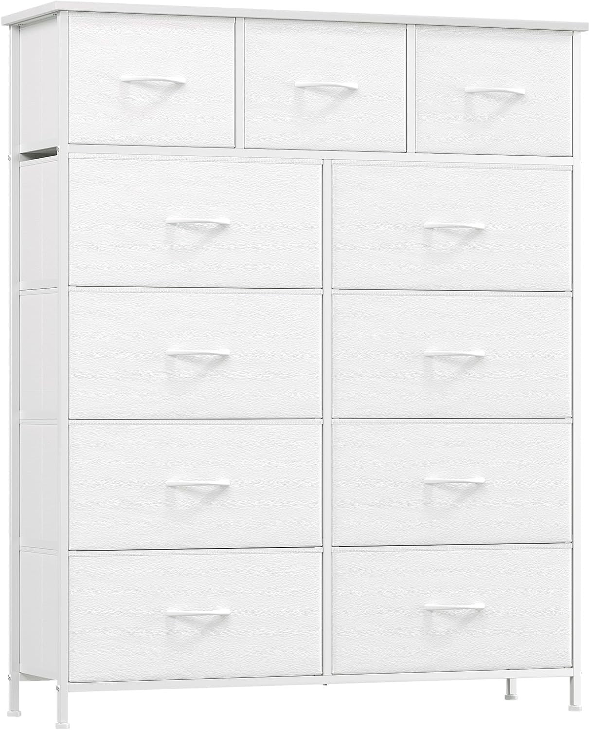 Tall White Chest of 11 Drawers Storage Unit Dresser for Bedroom Closet
