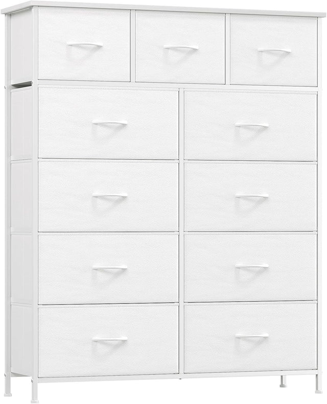 Tall White Chest of 11 Drawers Storage Unit Dresser for Bedroom Closet