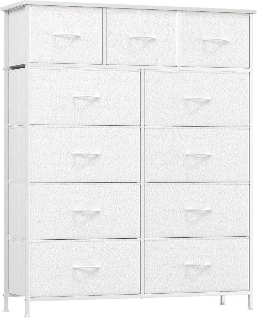 Tall White Chest of 11 Drawers Storage Unit Dresser for Bedroom Closet