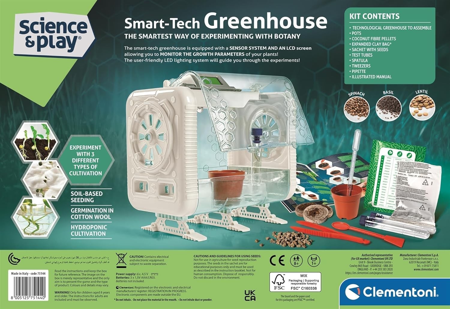 Smart-Tech Interactive STEM Greenhouse Kit with Sensors & LCD Display for Kids