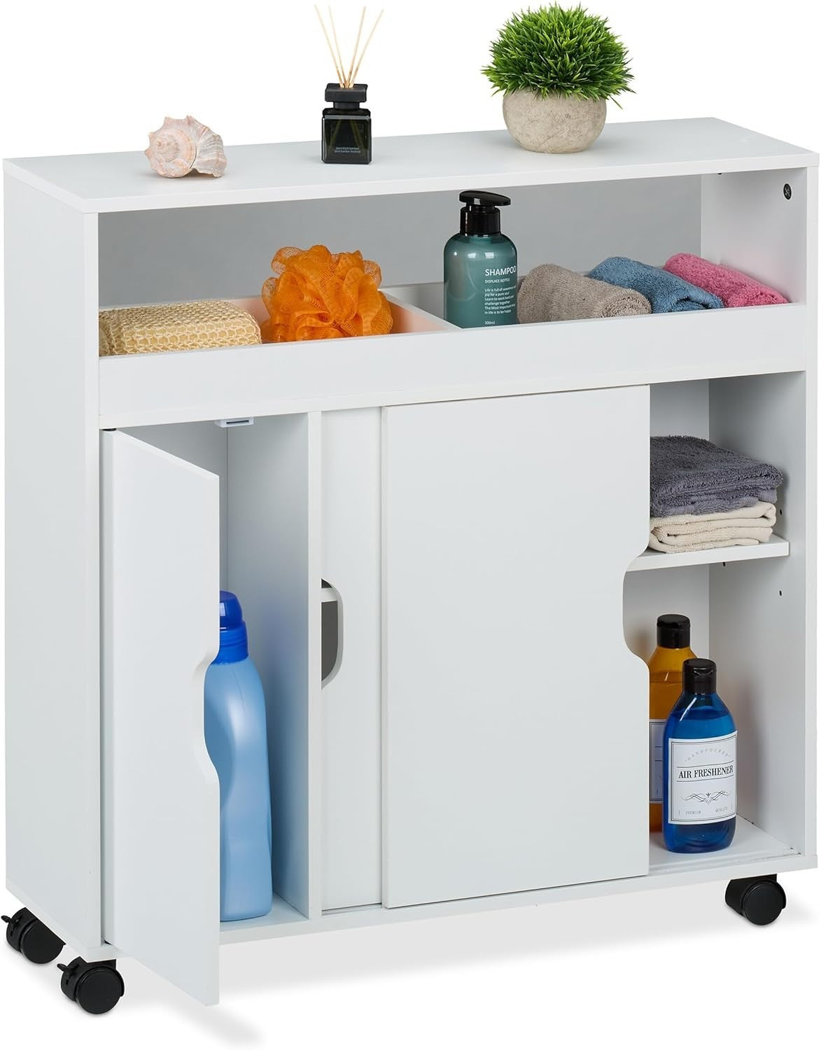 Slim Rolling Storage Cabinet Bathroom Kitchen Trolley Shelves White Cart