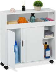 Slim Rolling Storage Cabinet Bathroom Kitchen Trolley Shelves White Cart