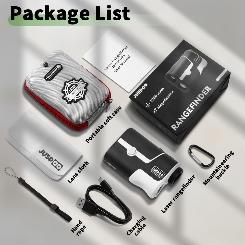 Golf Rangefinder 1200 Yards Slope Laser Flag Lock Vibration Rechargeable