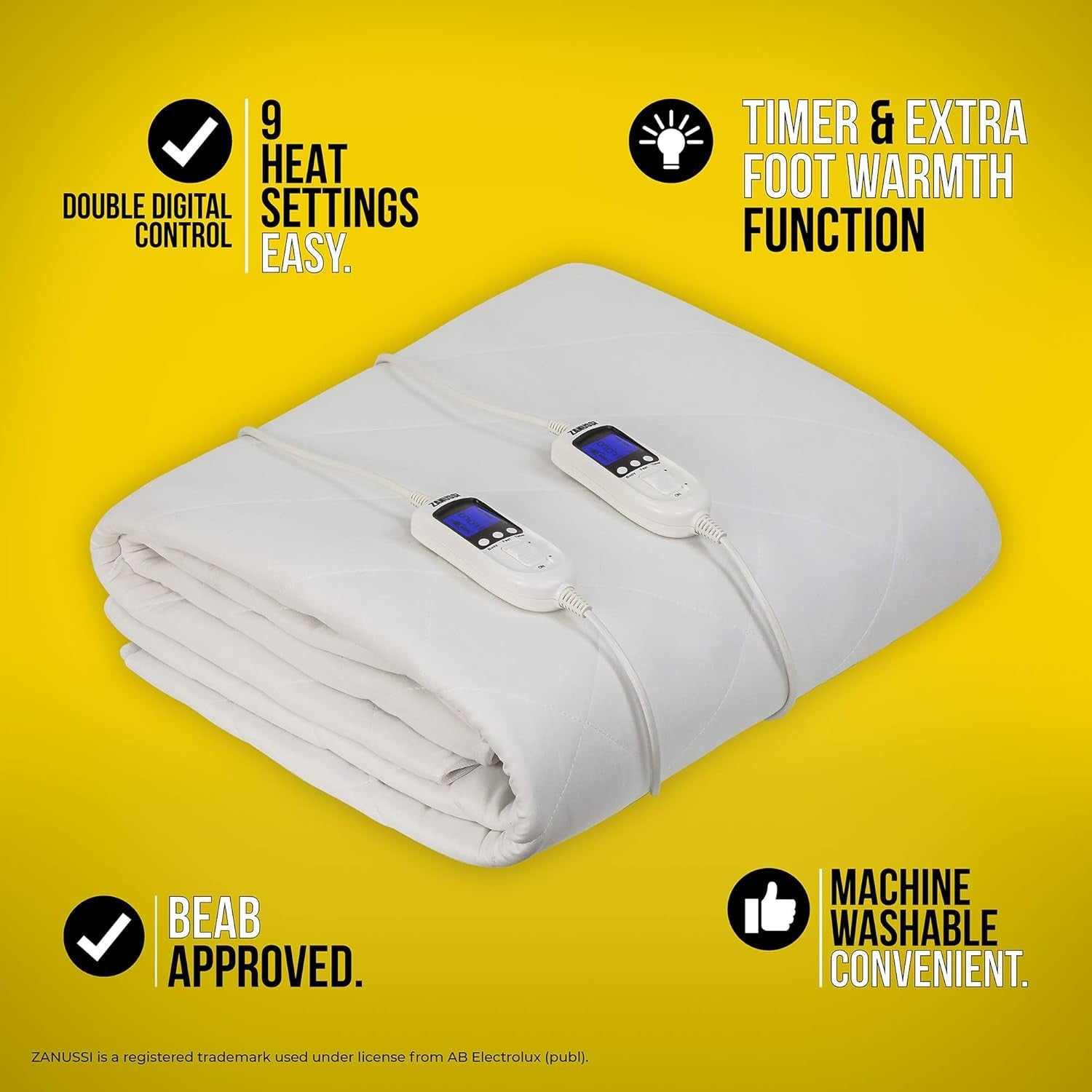 Electric Heated Underblanket Double 9 Heat Low Energy Washable 135x190cm